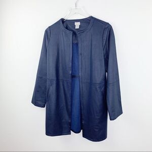 Chico’s Navy Vegan Leather/Suede Jacket Topper XS/2‎
